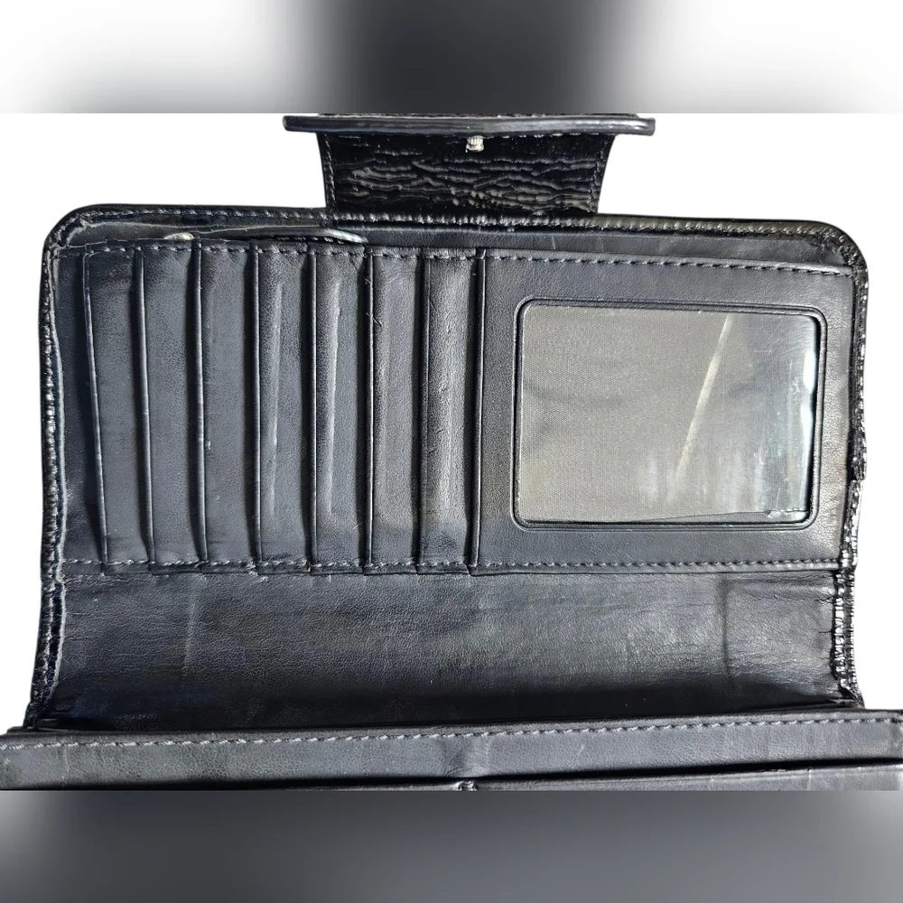 Coach Black and Gray Dotted Op Art Bifold Signature Wallet/clutch